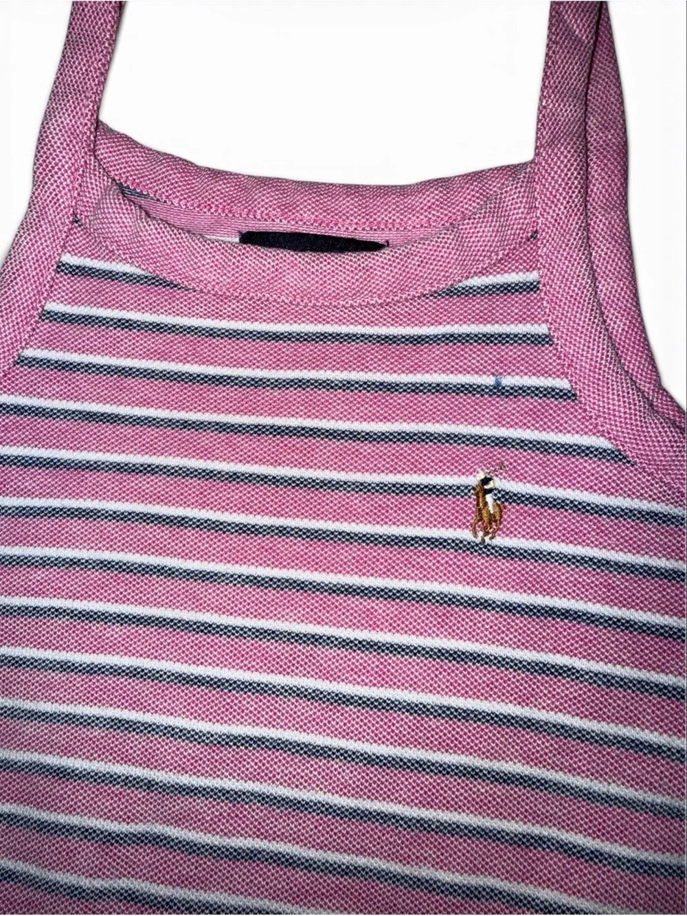 Ralph Lauren Pink and Navy Striped Tank Dress for Girls